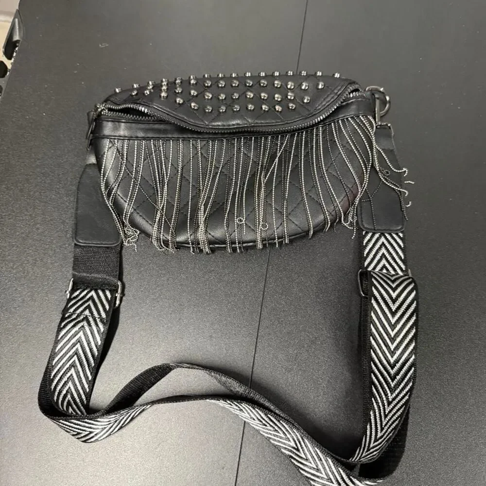 Y2K Grunge Punk Rocker Metal Studded Sling Bag / Waist Pouch